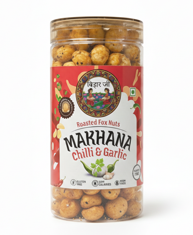 Bihar Ji Roasted Makhana – Chilli & Garlic (78g)