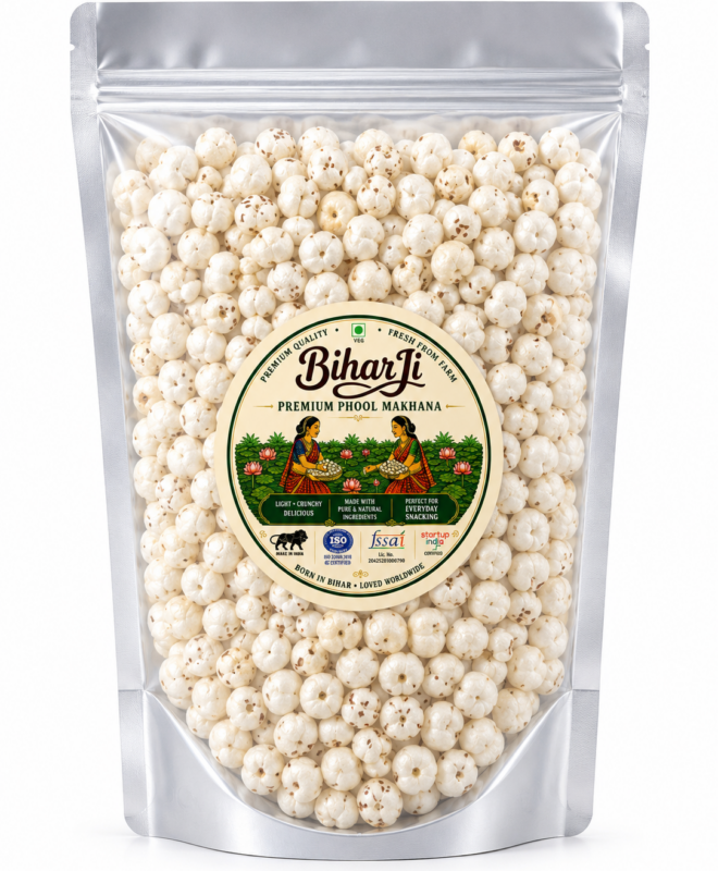 Premium Bihar Jumbo Phool Makhana (Size 4+) - Super Fine Cleaned Fox Nuts - 250g
