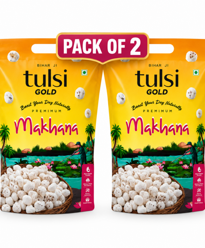 Premium Biharji Tulsi Makhana Mix (Size 4-6+) | Export Quality | 250g | Pack of 2